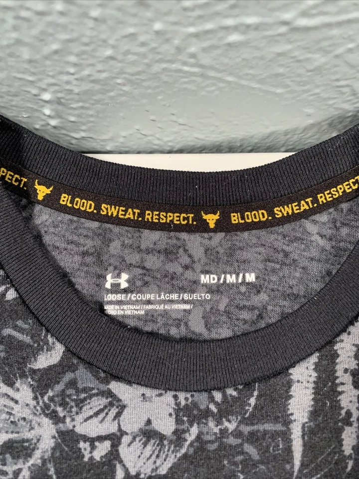Camiseta de Entrenamiento Under Armour Rock Project Warrior Mana Para Hombre M Negra Floral Toro Foto 4 de 4