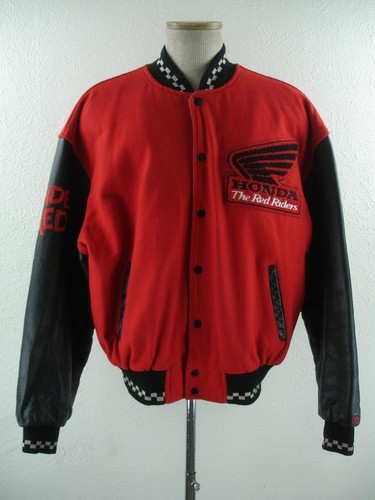 Lederjacke Herren XL 44 46 Vintage Honda The Red Riders schwarz bestickt Varsity