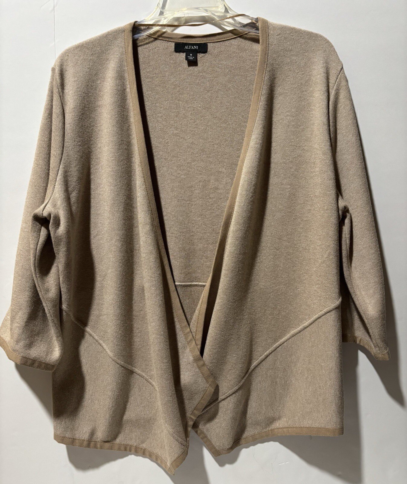 ALFANI Women's Medium Beige oversized asymmetrical flare cardigan 40