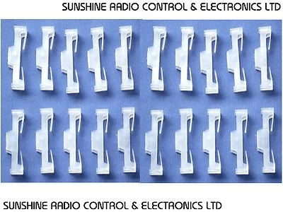 20 X RC Servo Extension Lead Locks Fits Futaba JR Type Plugs Clear Lock New UK