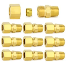 Brass Compression Tube Fittings 1/4" OD 1/8" NPT Male Union Connector 10-Pack