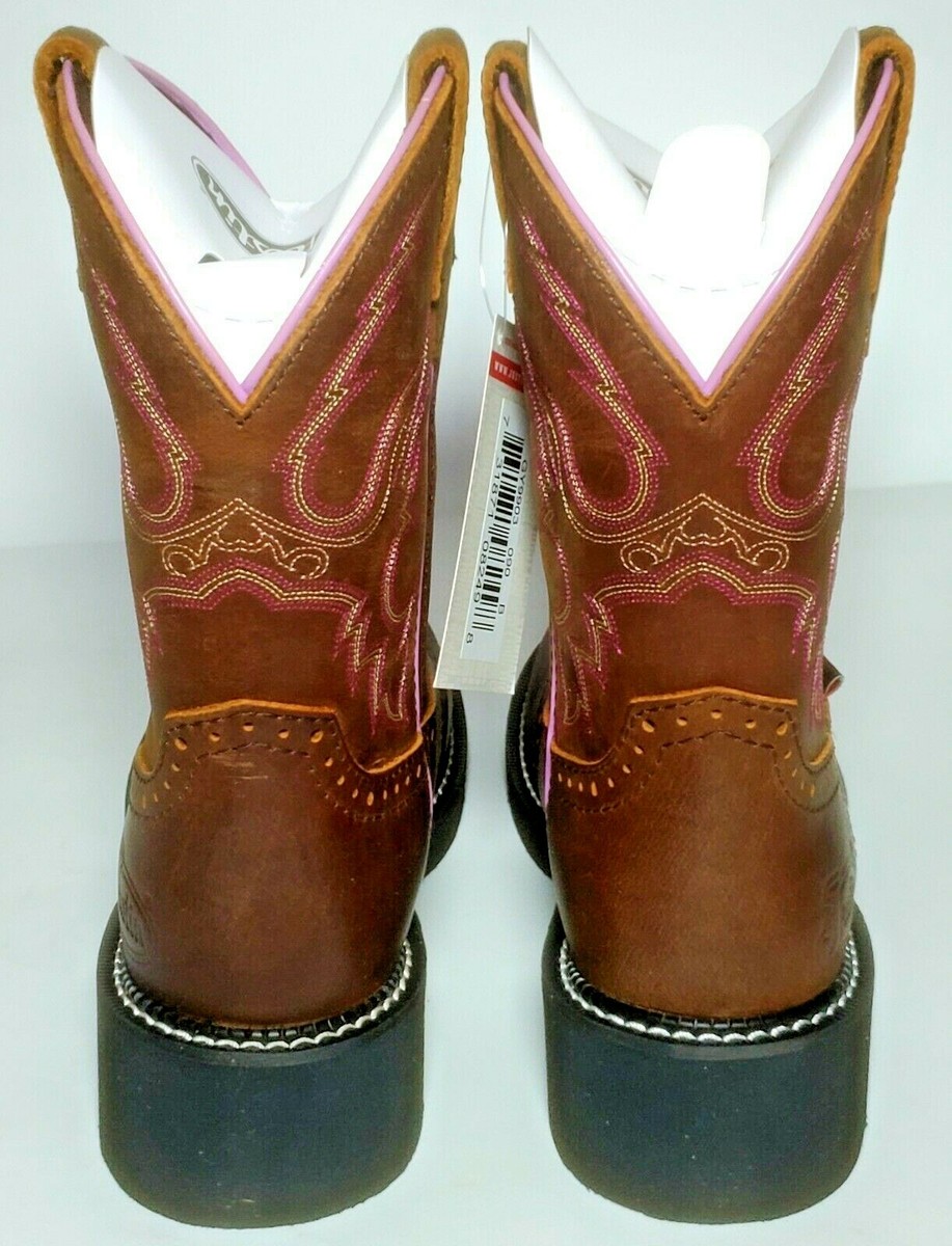 Bottes Cowboy Justin Femme Gitane Gemma 7B Cuir 8 Pouces Bout Rond GY9903 Neuves