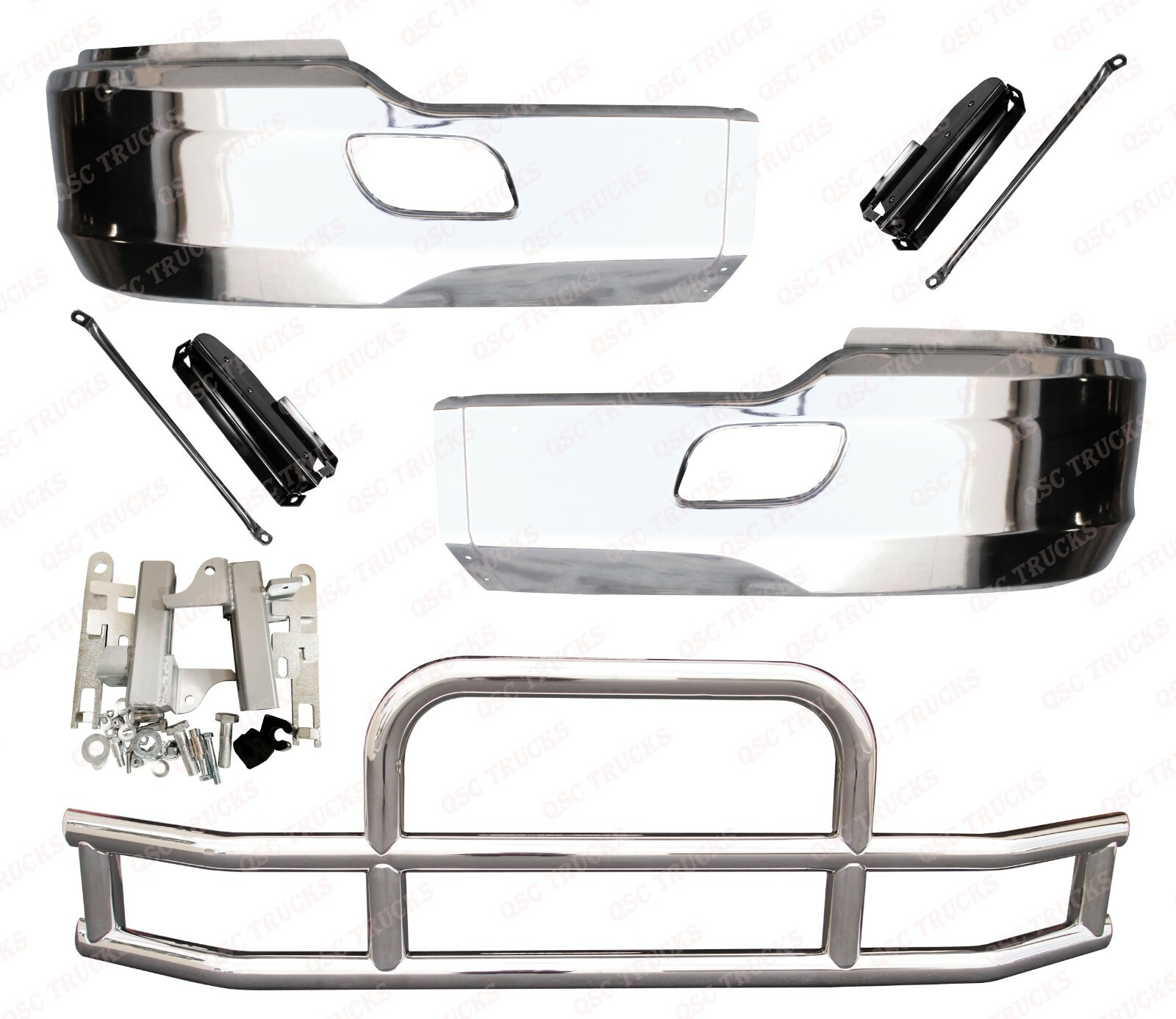 QSC Chrome Steel Bumper LH RH Pair Stainless Steel Deer Guard for