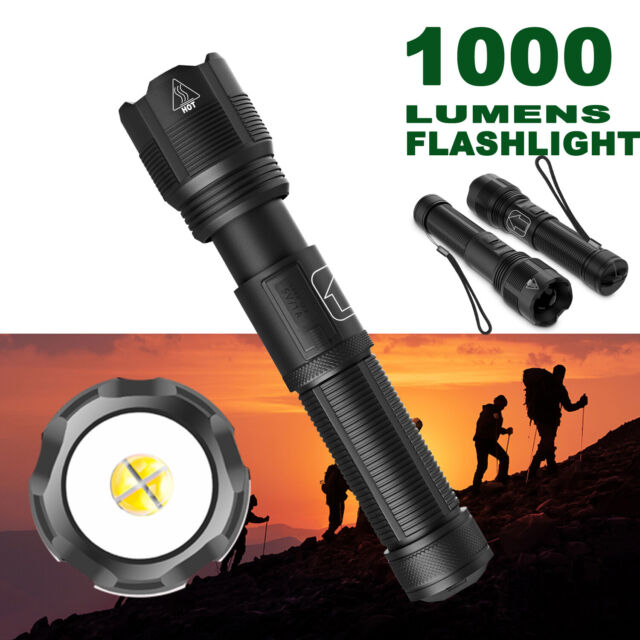 LED Torch USB Rechargeable Flashlight Police Tactical Zoom Camping Lamp Outdoor