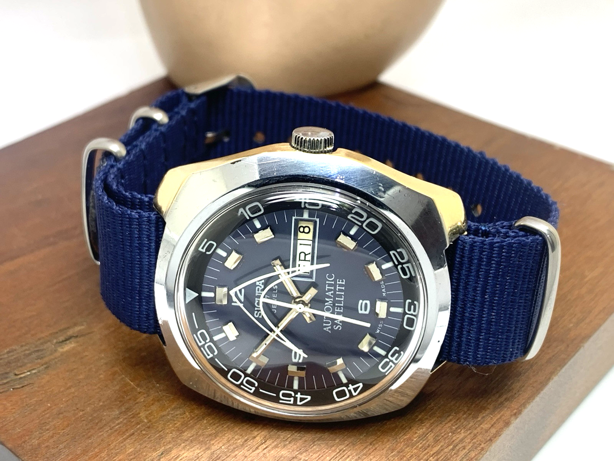 SICURA サテライトオートマチック Sicura Men's Watch Satellite Swiss Automatic Blue Dial Day Date