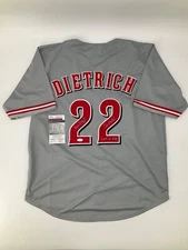 DEREK DIETRICH CINCINNATI REDS SIGNED STITCHED CUSTOM JERSEY JSA COA WITH INSC