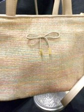 Fabulous St. John Metallic Weave W/ Soft Gold Italian Leather Trim  Clutch