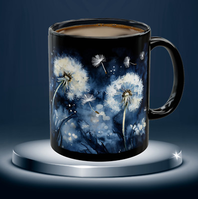 Dandelion Fluff Mug #2, Whimsical Nature Coffee Cup, Enchanted Night Sky Gift