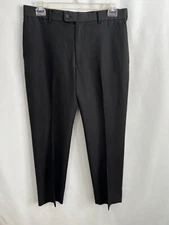 Perry Ellis Portfolio Pants Mens 34 30 Black Flat Front Dress Slacks Polyester