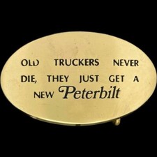 Brass Peterbilt Semi Truck Driver Trucker Funny Gift 1970s Vintage Belt Buckle