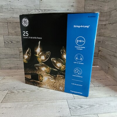 GE 25 Count Warm White C9 Glow Bright Glass Bulb Light Set 
