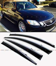 For 2006-11 Lexus Gs350 Gs450h Jdm Vip Clip On Smoke Window Visor W Chrome Trim