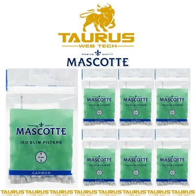 2400 x MASCOTTE 6MM Active CARBON SLIM Filter Tips Cigarette Tobacco Smoking UK