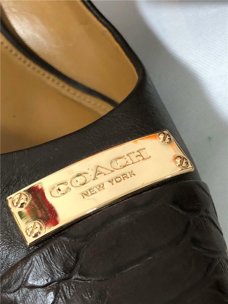COACH Zan Women's Brown Leather Pumps Heels Shoes A6831 Size EU37.5