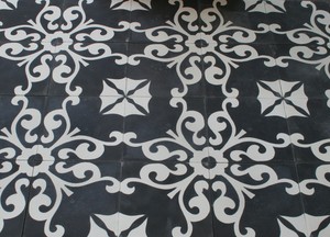 1m Zementfliesen Mit Dekor Karina Schwarz Weiss Vintage Fliesen Kuche Flur Bad Ebay