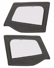 1987-1995 Wrangler Yj Soft Top Replacement Upper Door Windows Pair In Black