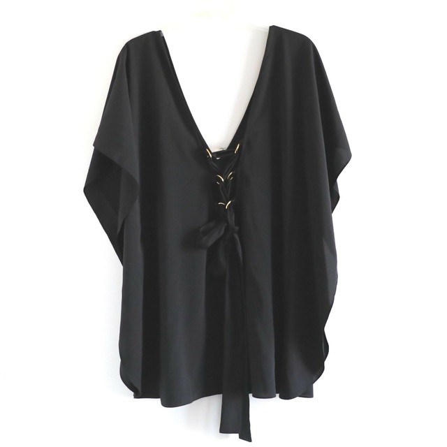 Victoria's Secret black beach cover up gold detail lace up Size M