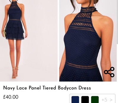 navy lace panel tiered bodycon dress