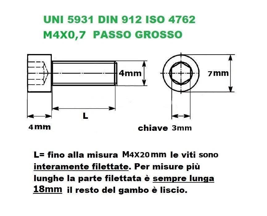 VITI M3 M4 M5 TESTA A BRUGOLA CILINDRICA CAVA ESAGONALE 8.8 ZINCATO UNI5931 912 - Immagine 3 di 4