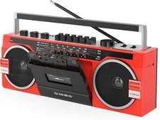 Audiobox Cassette Radio Player MP3 & Recorder W AM/FM/SW Bluetooth Speaker Red