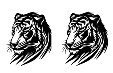 Tiger Rendering 2 Black Vinyl Decal Car Truck Window Laptop Tablet Notebook