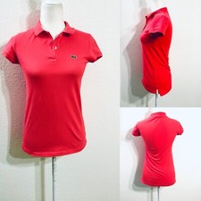 Lacoste Pink SS 2 Button Collared Polo Shirt Wm XXS 32 Alligator Logo Peru