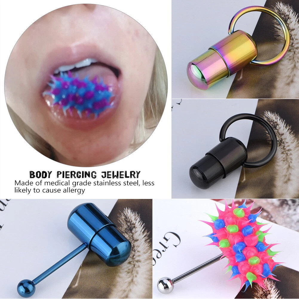 Vibrating Tongue Belly Ring Stud Barbell Stainless Steel Body Piercing Jewel GIP