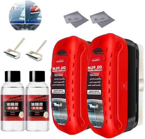 2-In-1 Glass Cleaner Set | Streak-Free Car Window Cleaning Brush + Wiper | Glass
