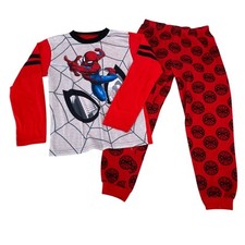 Marvel Spiderman Boys 2 pc Pajamas Set Size M Long Sleeve Shirt Fleece Pants