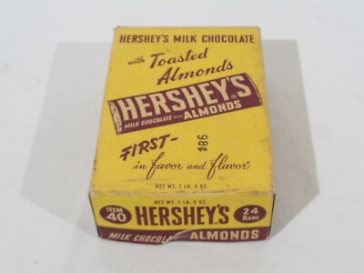 Early Vintage Hershey s Milk Chocolate With Almonds Candy Bar Box 