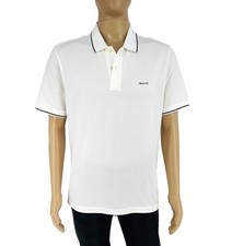 GANT Men White Tipping Short Sleeves Pique Polo Shirt Size L