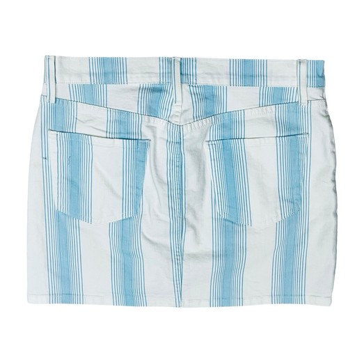 Frame Denim Skirt Light/Blue White Vertical Stripes Front Zip Sz 29 Made/US NWOT - Picture 5 of 11