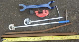 Job Lot of Plumbers Tools Pipe Cutters Basin Wrenches etc