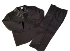 Toddler Boy's 2 Piece Suit Black W/Satin-Poly Trim & Buttons Size 4T