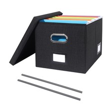Portable File Organizer Box With Lid Document Storage Fits Letter Legal Size