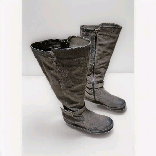 CROWN VINTAGE Women's  Brown Suede Buckle Leather Boots  SIZE 7.5 M