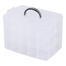 30 Grids Clear Plastic Organizer Box with Dividers, 3 Tier Stackable Compartm...