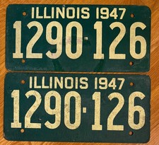 Illinois License Plate Pair 1947 Fiberboard