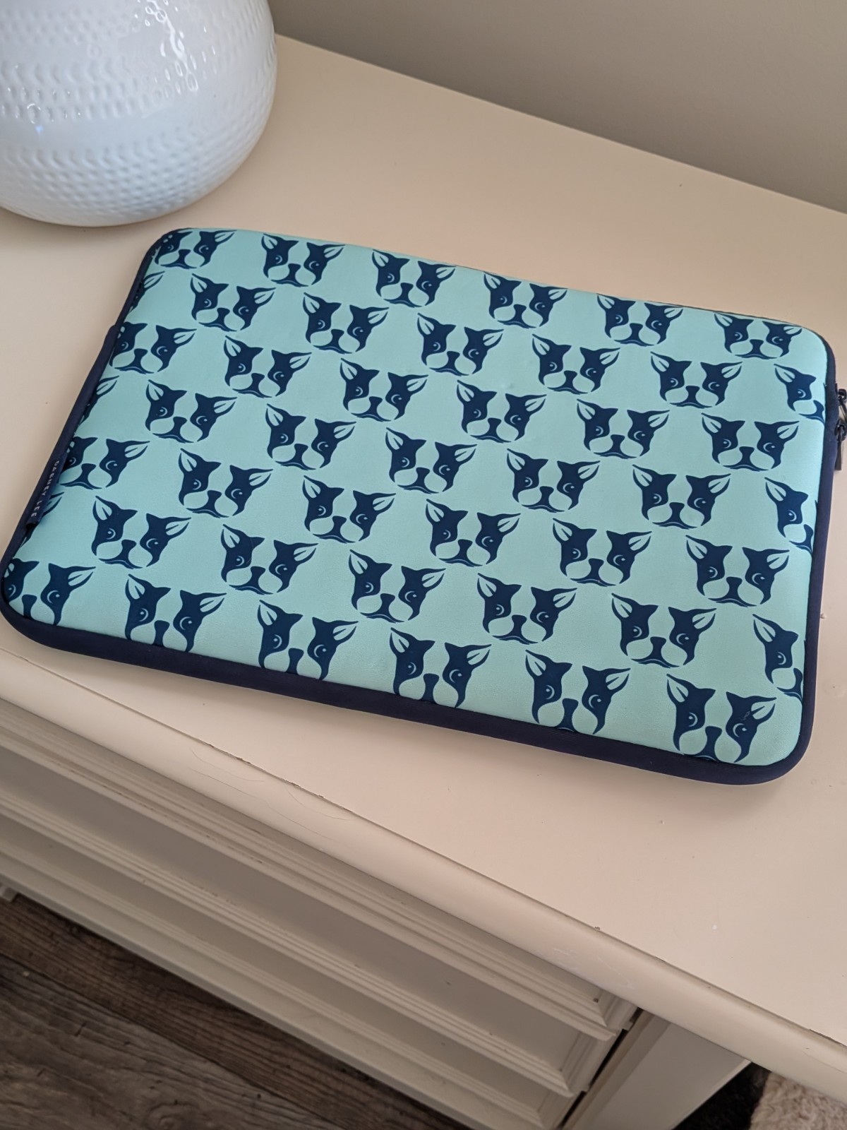 Dabney Lee 14" Laptop Sleeve Case Blue Frenchie Dog Print Padded Zip Computer Ba - Thumbnail 1