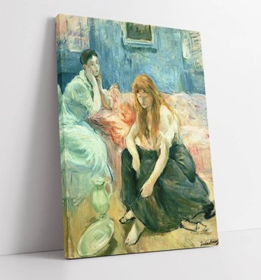 ZWEI MÄDCHEN, BERTHE MORISOT - DEKOR TIEF GERAHMTER LEINWANDBILD WANDKUNSTDRUCK