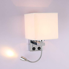 Bedside Wall Light, LED Reading Wall Lamp Modern Polished Chrome Walls Sconce wi