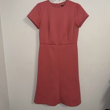 Ann Taylor Rose Pink Dress Size 4 Mid Length Short Sleeve Work Easter Preppy