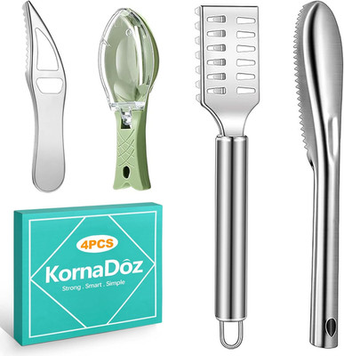 4 Pieces 304 Stainless Steel Fish Scaler, Portable Sawtooth Tool for Kitchen and