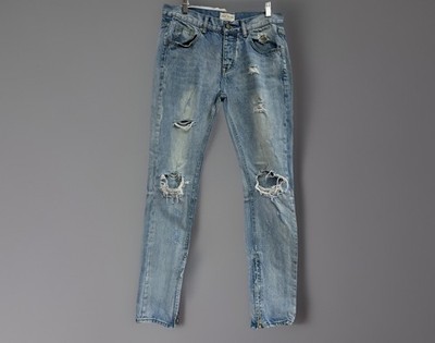 Fear Of God 2015-2016 Torn Jeans Zipper Designer Faded Light Blue Men s 31x32