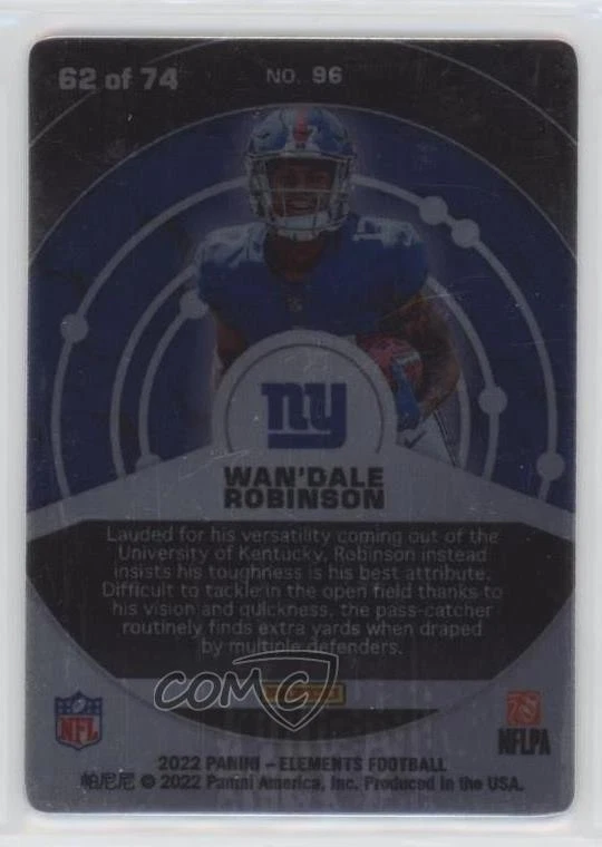 2022 Panini Elements Tungsten /74 Wan'Dale Robinson #96 Rookie RC - Image 2 of 2