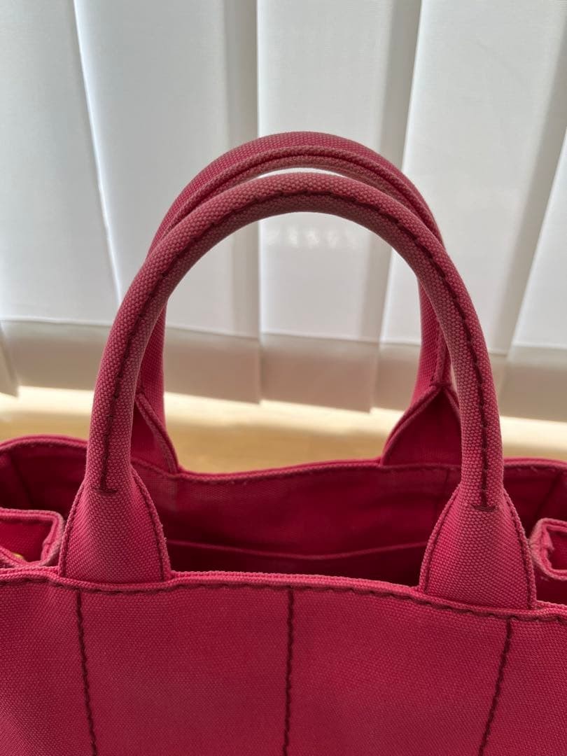 PRADA Canapa Tote Pink Tote Bag with Shoulder Strap S thumbnail 4