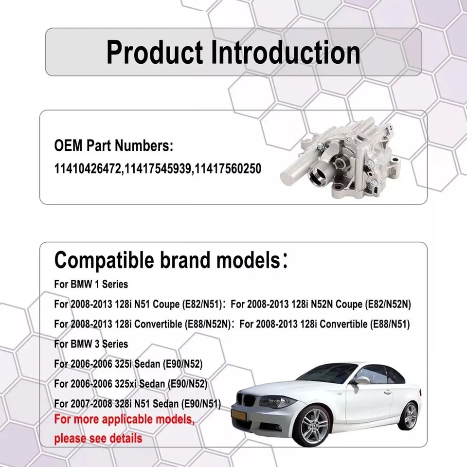 New Engine Oil Pump 11417545939 For BMW E60 E85 E90 128i 328i 528i Z4 N52 - Image 3 of 4