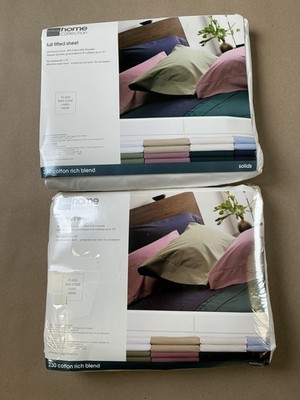 Home Collection Full Fitted Sheet Set Of 2 Double 230 Cotton Blend White Solids