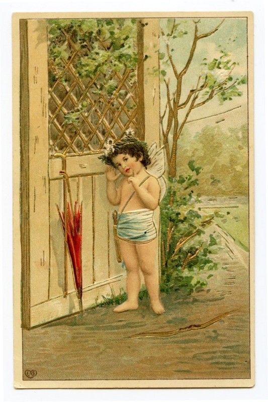 c 1910 Romantic Romance DARLING LITTLE CUPID Embossed American vintage postcard