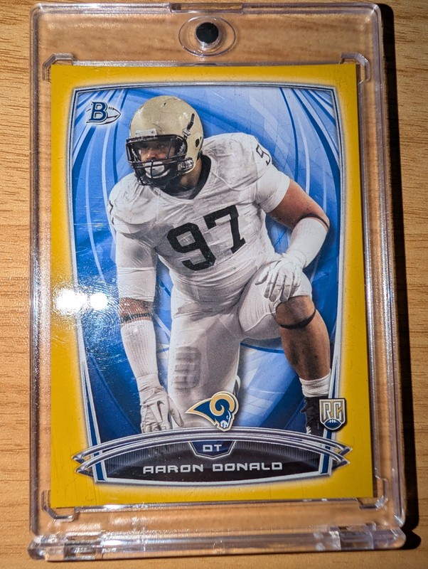 2014 Bowman Aaron Donald Gold Border Rookie RC 034/399 St. Louis Rams #78